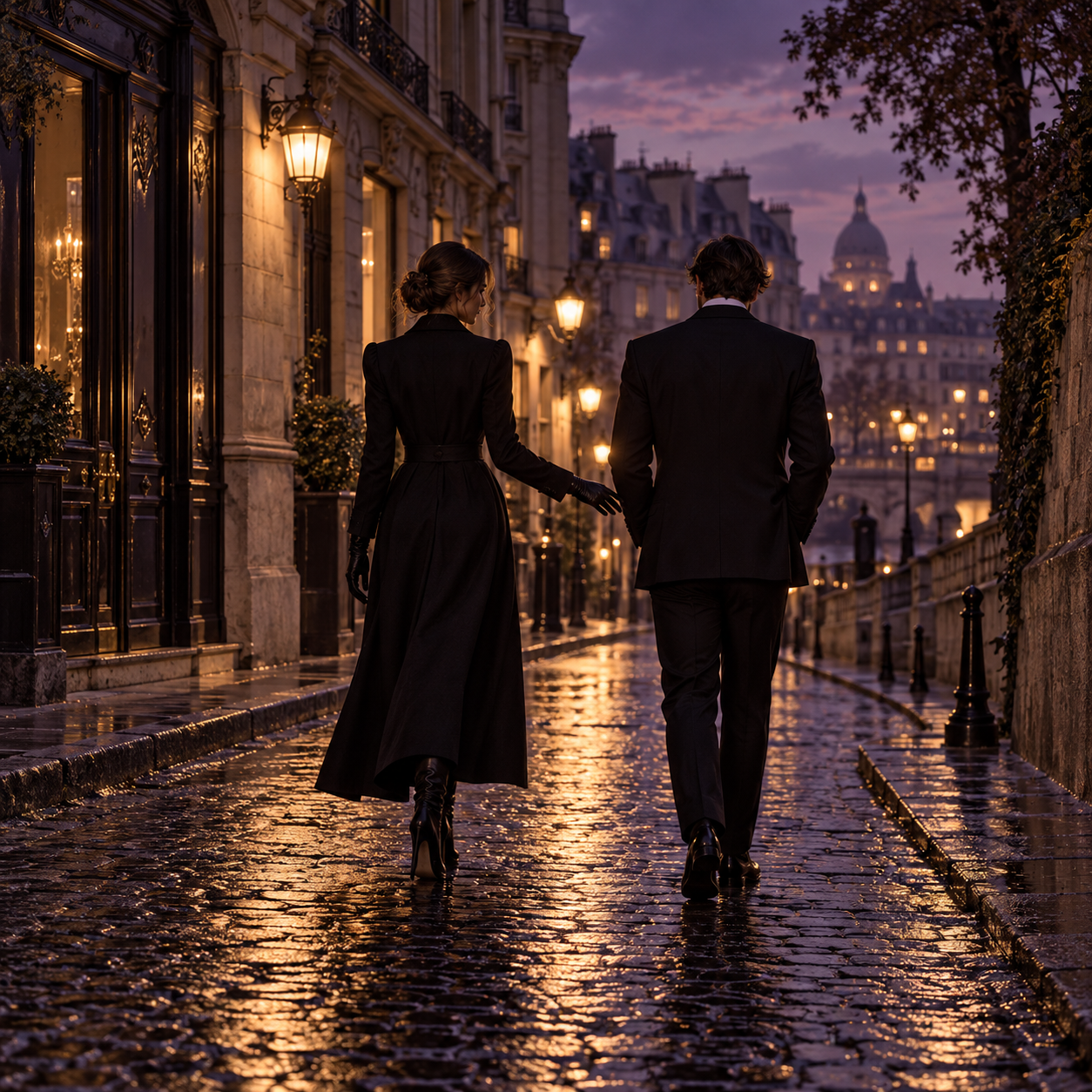 Promenade urbaine au crépuscule